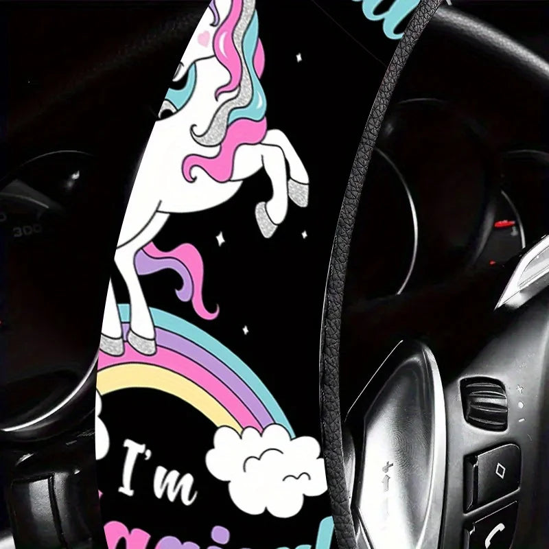 Unicorn Rainbow Anti-Slip Steering Wheel Cover | Easy Fit Steering Wheel Cover HIP