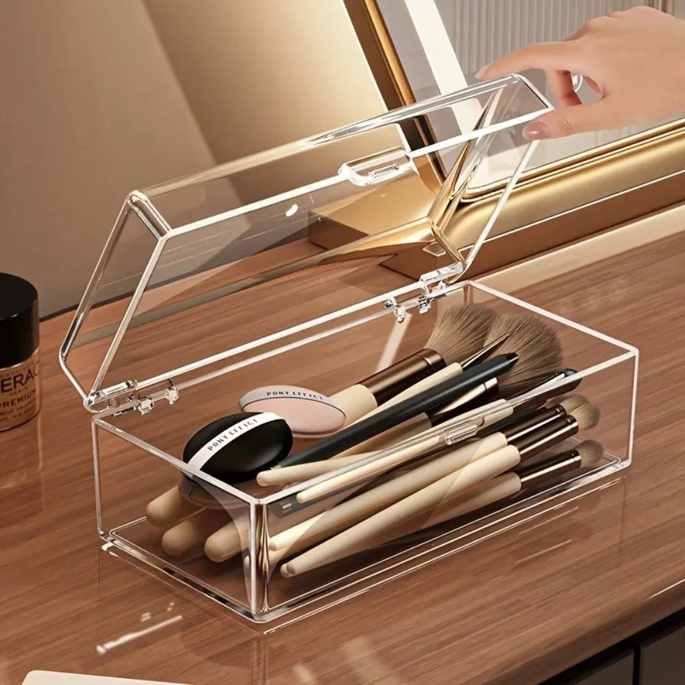 Stackable Acrylic Makeup Brush & Sponge Storage Box with Lid Makeup Storage Organizer HIP