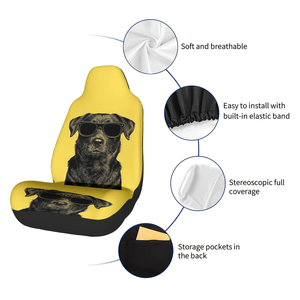 2pc Dog with Glasses Car Seat Covers – Fun & Easy Install Car Seat Covers HIP