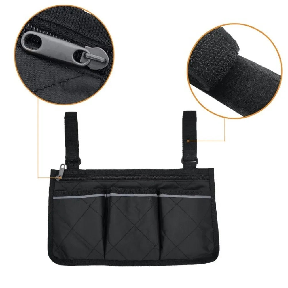 Wheelchair Armrest Hanging Bag – Multi-Pocket Waterproof Wheelchair Organizer Bag HIP