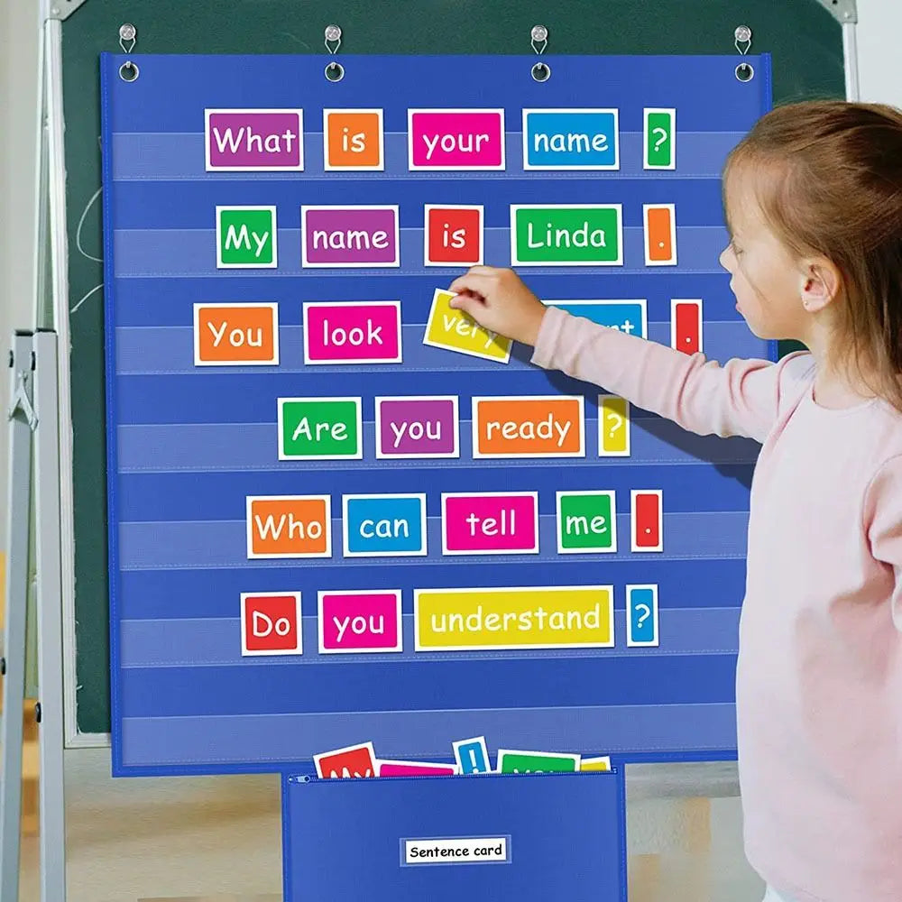 Large Classroom Pocket Chart – 7 Clear Pockets for Teaching Classroom Pocket Chart HIP
