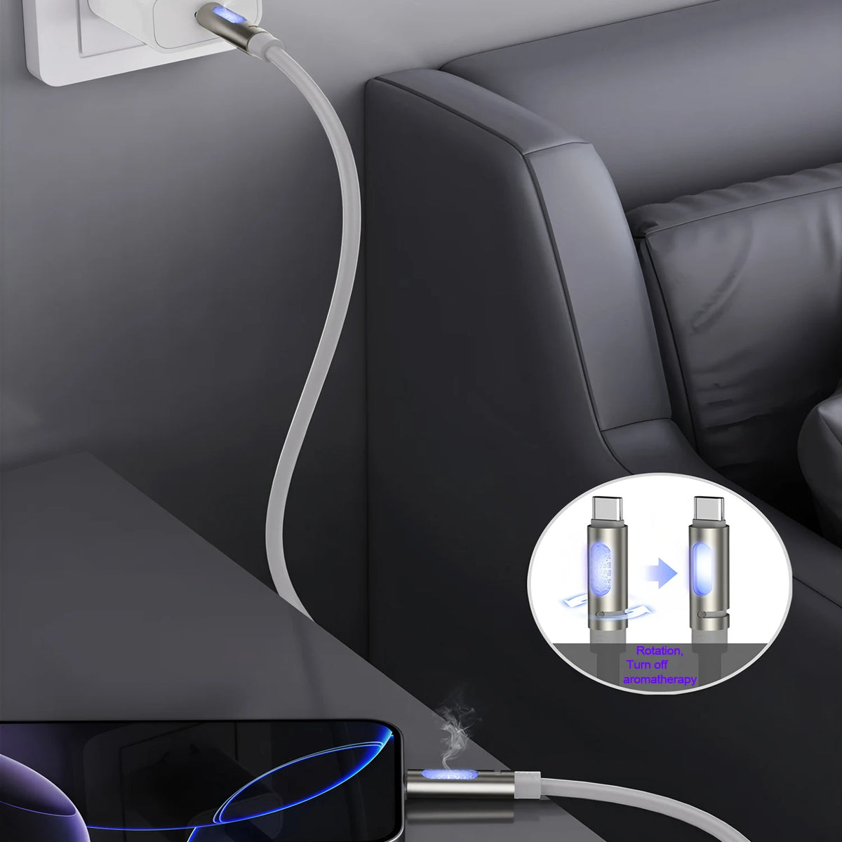 Scented USB-C Fast Charging Cable with LED Night Lamp | BESY USB-C Charging Cable HIP