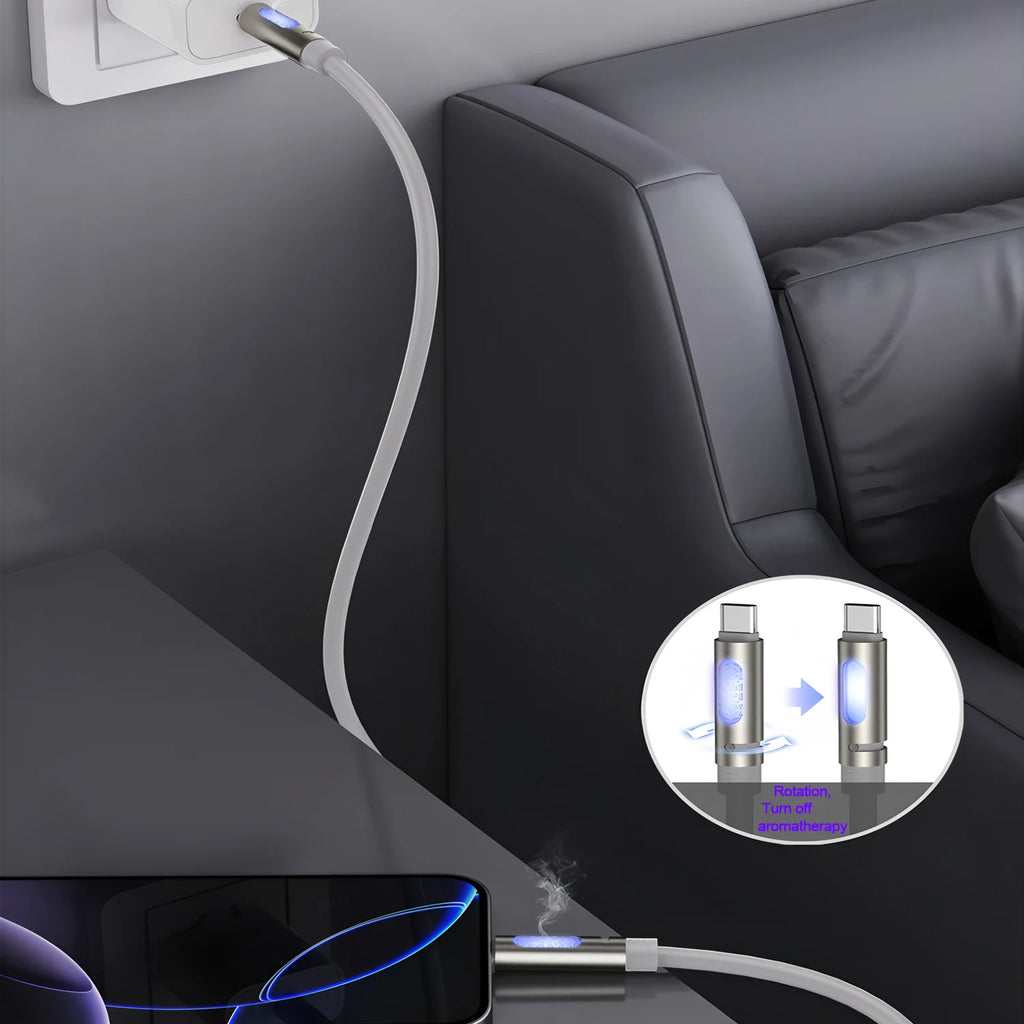 Type-C to Type-C Fast Charge Cable with LED & Aromatherapy USB-C Charging Cable HIP