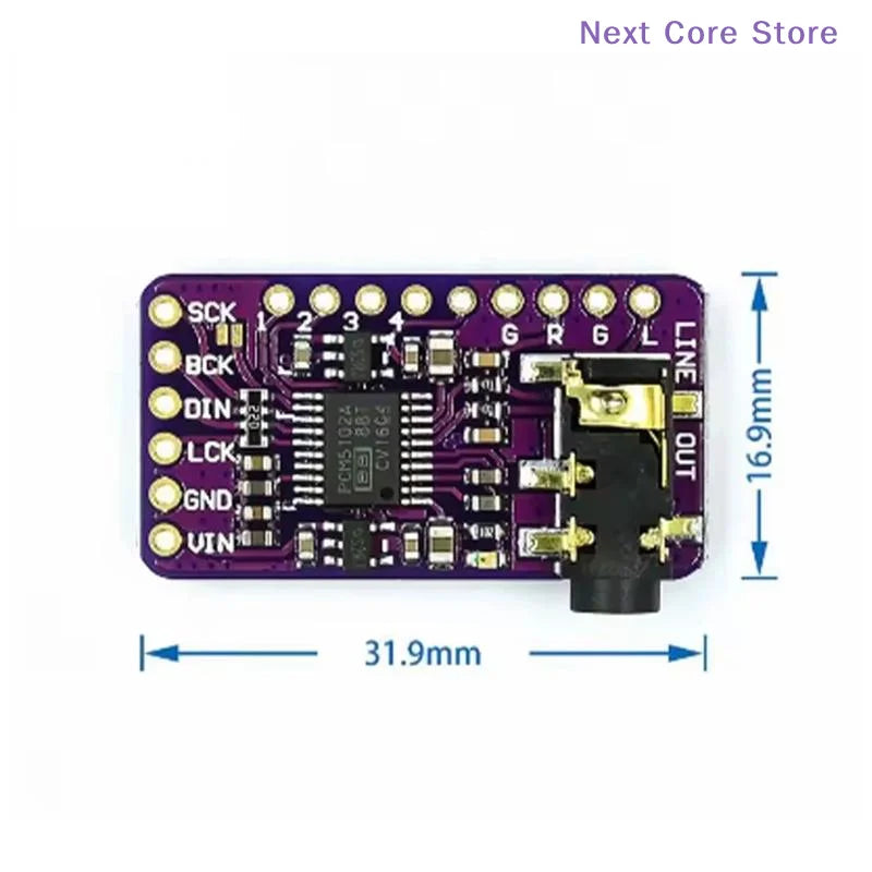 PCM5102A I2S DAC Module – Raspberry Pi PHAT Audio Board DAC Audio Module HIP