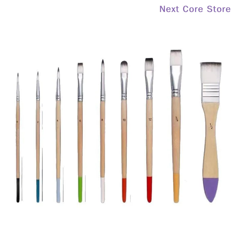 9-Piece Nylon Paint Brush Set – Watercolor, Acrylic & Oil Paint Brush Set HIP