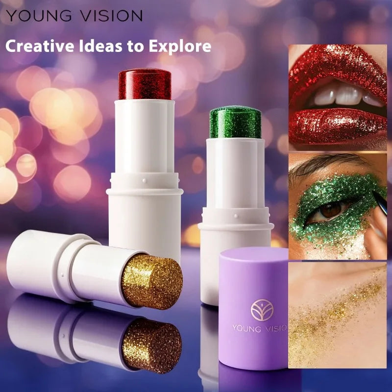 Glitter Body Stick Shimmer Sparkle Face Eyes Lips Highlighter Makeup 7 Colors Sequins Cream Glitter Stick Stage Party Cosmetics HIP