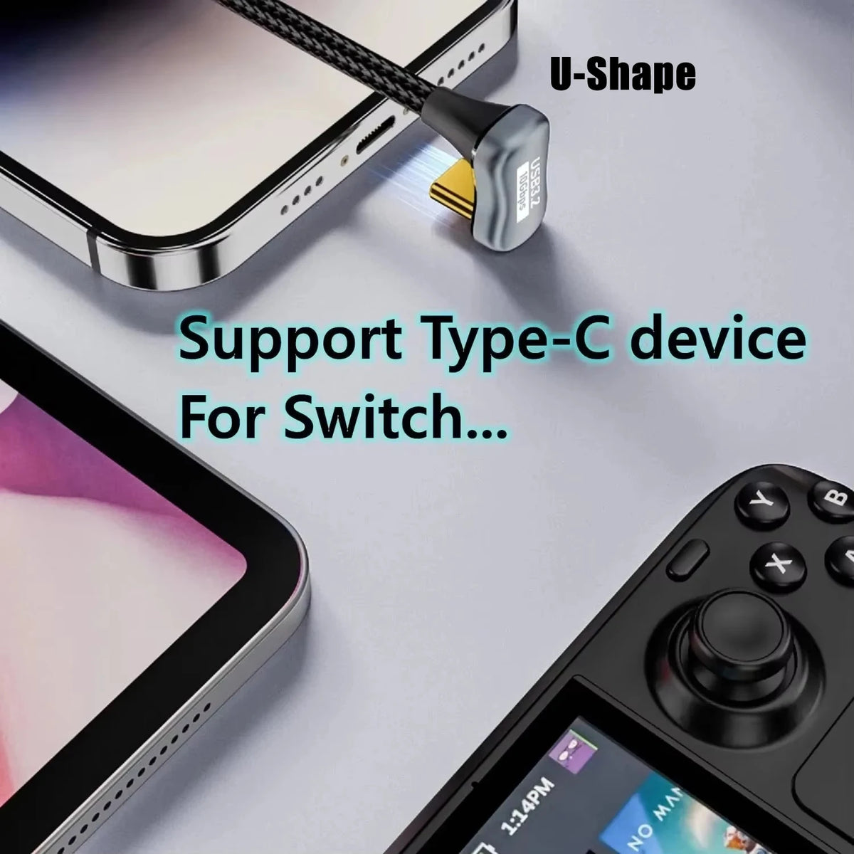 100W USB-C to USB-C U-Shape Cable – 10Gbps 5A 4K@60Hz USB-C Cable HIP