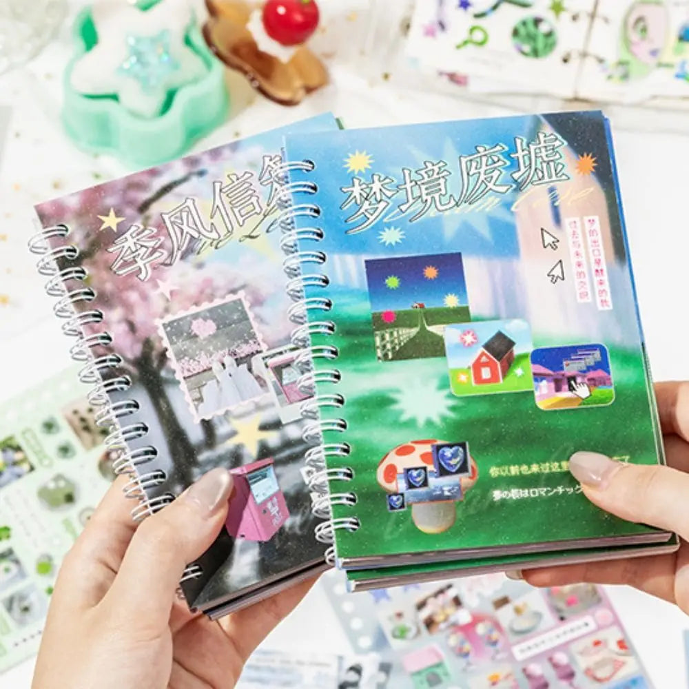 Retro Y2K 30-Page Sticker Book – Japanese Cartoon Scrapbook DIY Sticker Book HIP