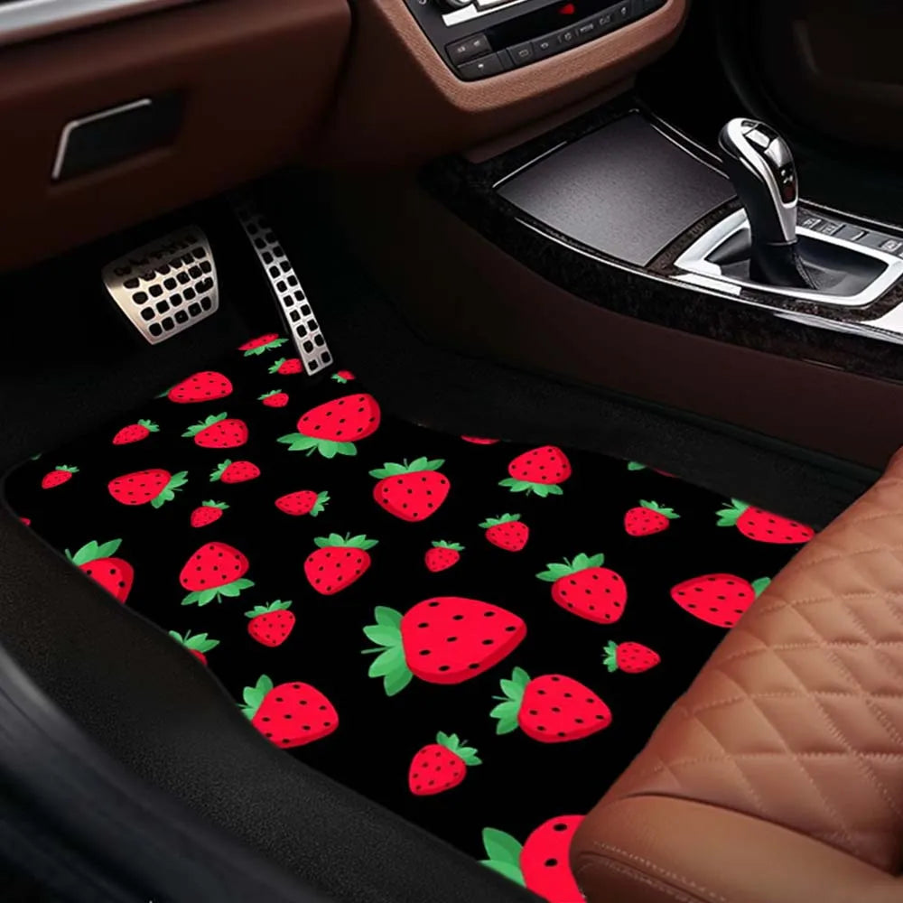 Red Strawberry Car Floor Mats – Anti-Slip, Universal Fit Car Floor Mats HIP