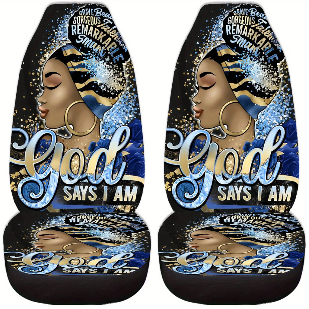 2-Pack Inspirational Woman Canvas Car Seat Covers – Universal Fit Auto Seat Covers HIP black