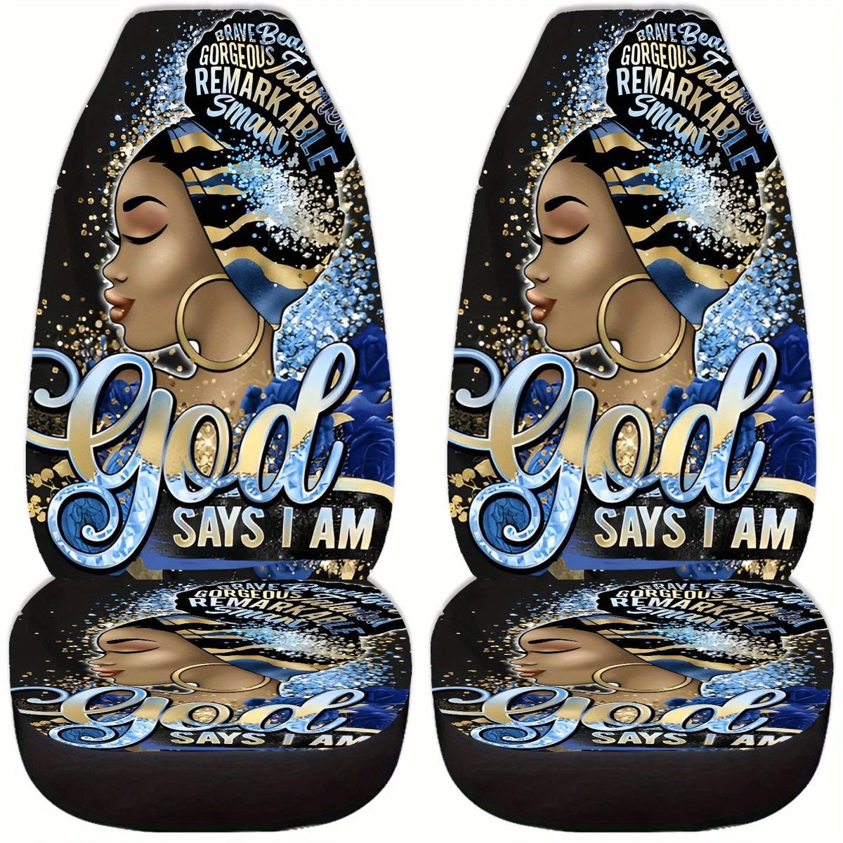 2-Pack Inspirational Woman Canvas Car Seat Covers – Universal Fit Auto Seat Covers HIP black