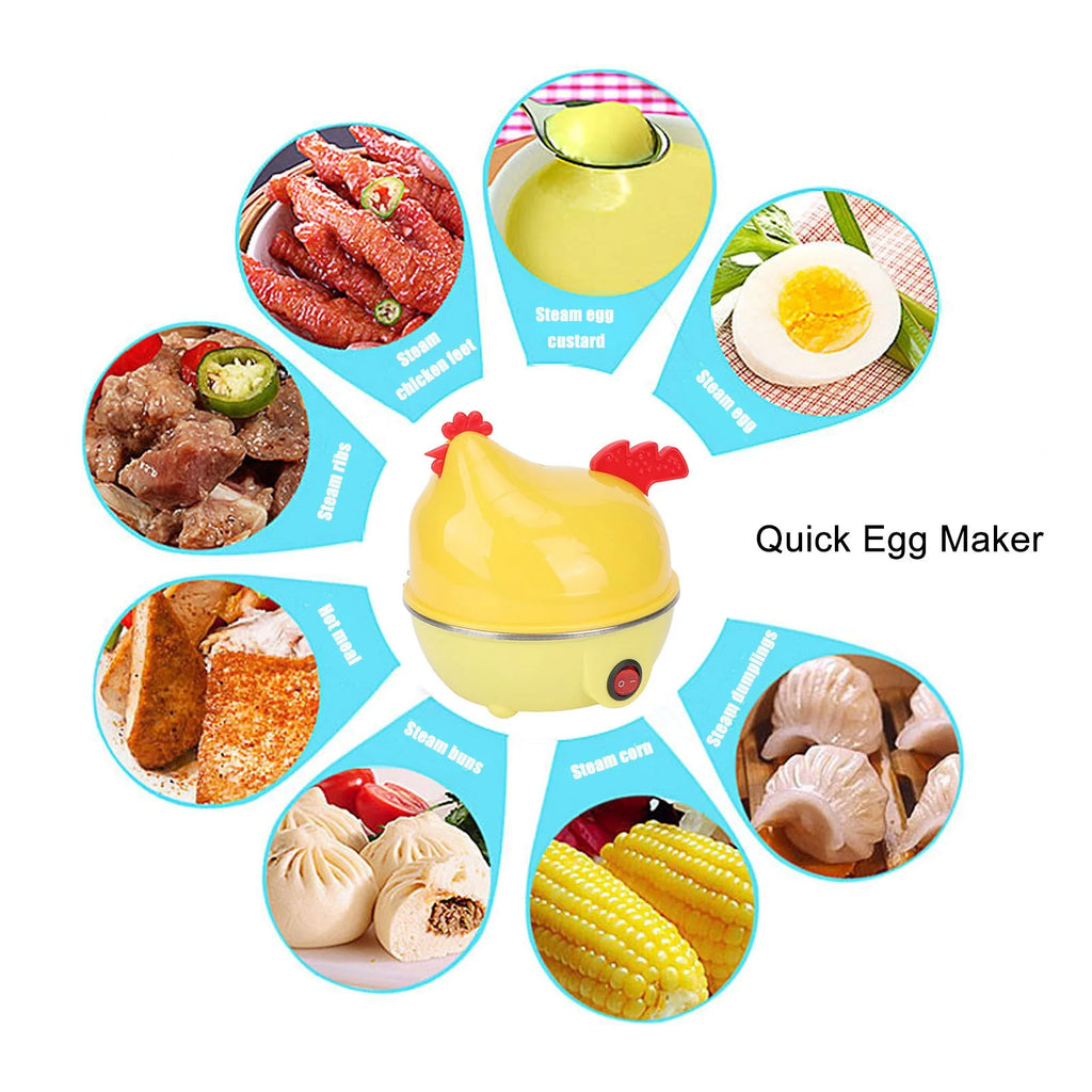 Electric Egg Cooker Multifunction Chicken Shape Rapid Egg Boiler 7 Egg Capacity Automatic Shut Off Mini Breakfast Machine HIP