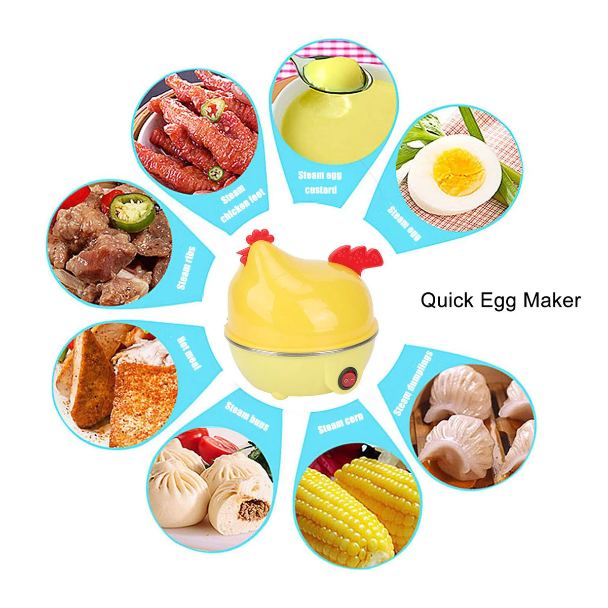 Electric Egg Cooker Multifunction Chicken Shape Rapid Egg Boiler 7 Egg Capacity Automatic Shut Off Mini Breakfast Machine HIP