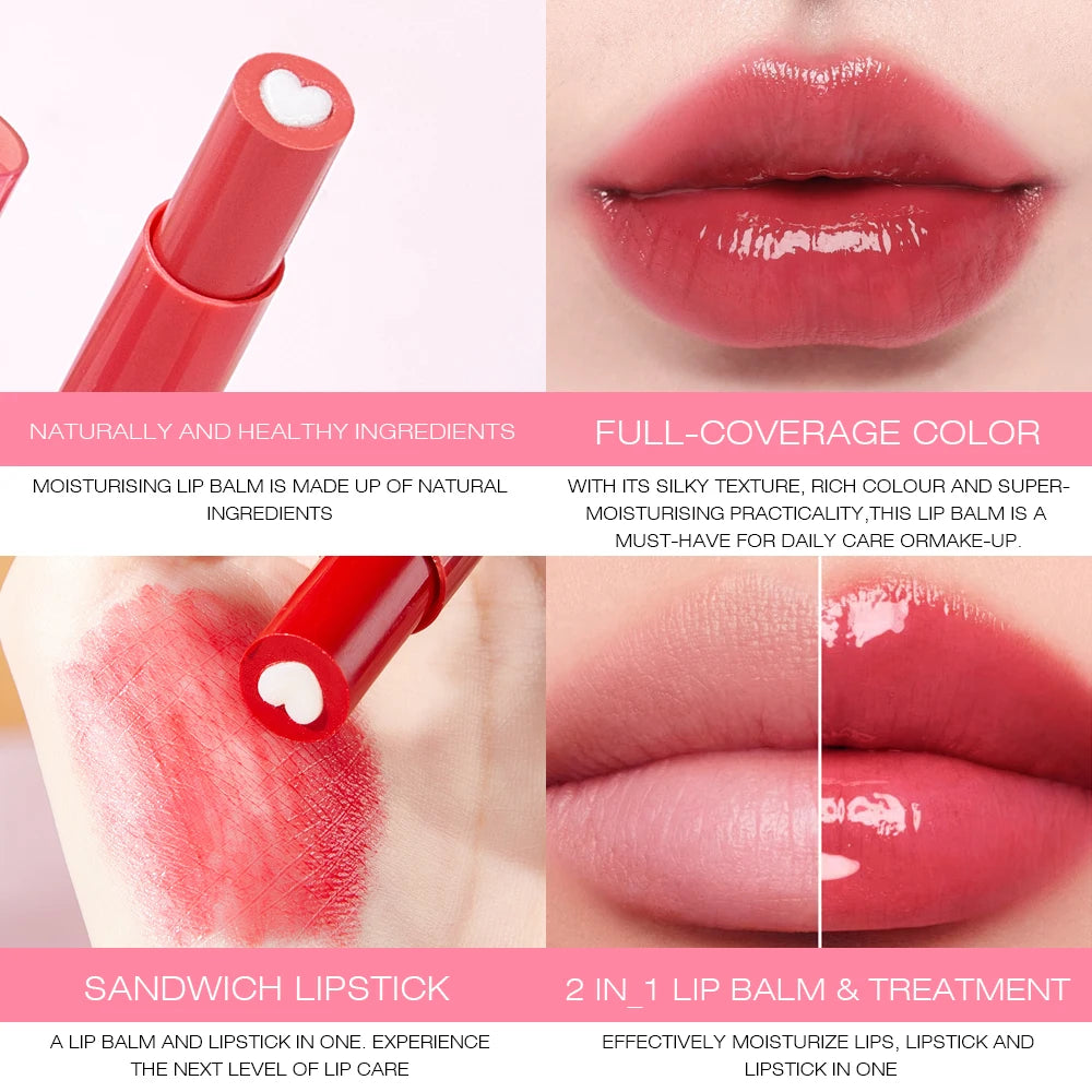 Colored Moisturizing Lip Balm Love Sandwich Lipstick Nutrition Diluting Lip Line Anti-dry Lip Oil Mirror Lasting Lipgloss Makeup HIP