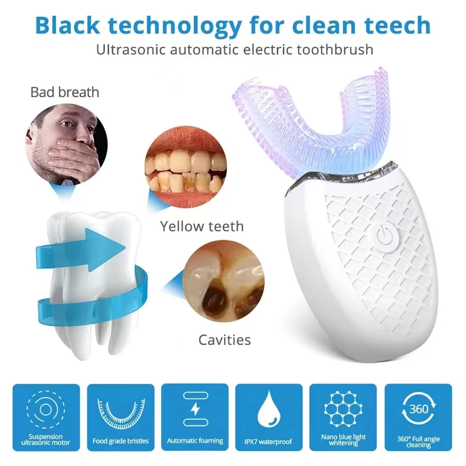 U-Shape Sonic Electric Toothbrush – 360° Whitening, USB Charge Electric Toothbrush HIP