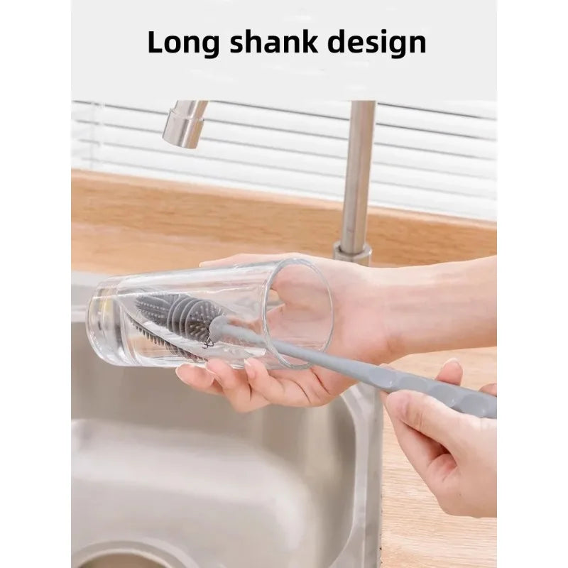 Long Handle Silicone Bottle Brush – Cup & Glass Scrubber Bottle Cleaning Brush HIP