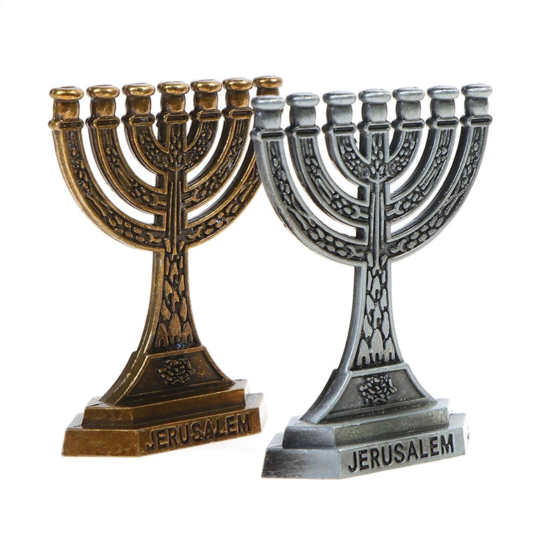 7-Branch Jerusalem Menorah Candlestick – Judaica Décor Menorah Candle Holder HIP