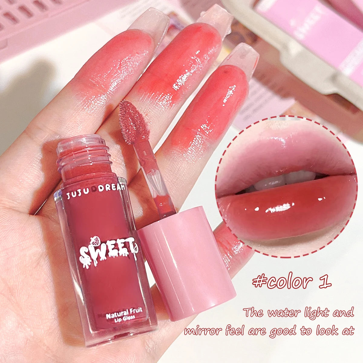 JUJU Dream Glossy Mirror Lip Gloss – Nude, Moisturizing, Waterproof Lip Gloss HIP