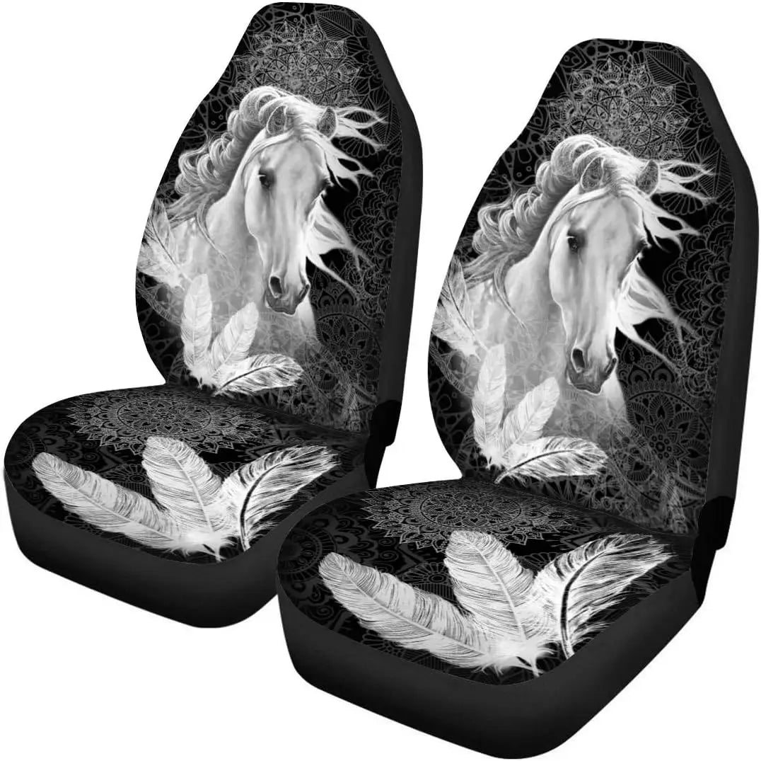 Horse Print Car Seat Covers – 2-Piece Universal Front Seat Set Car Seat Covers HIP 10
