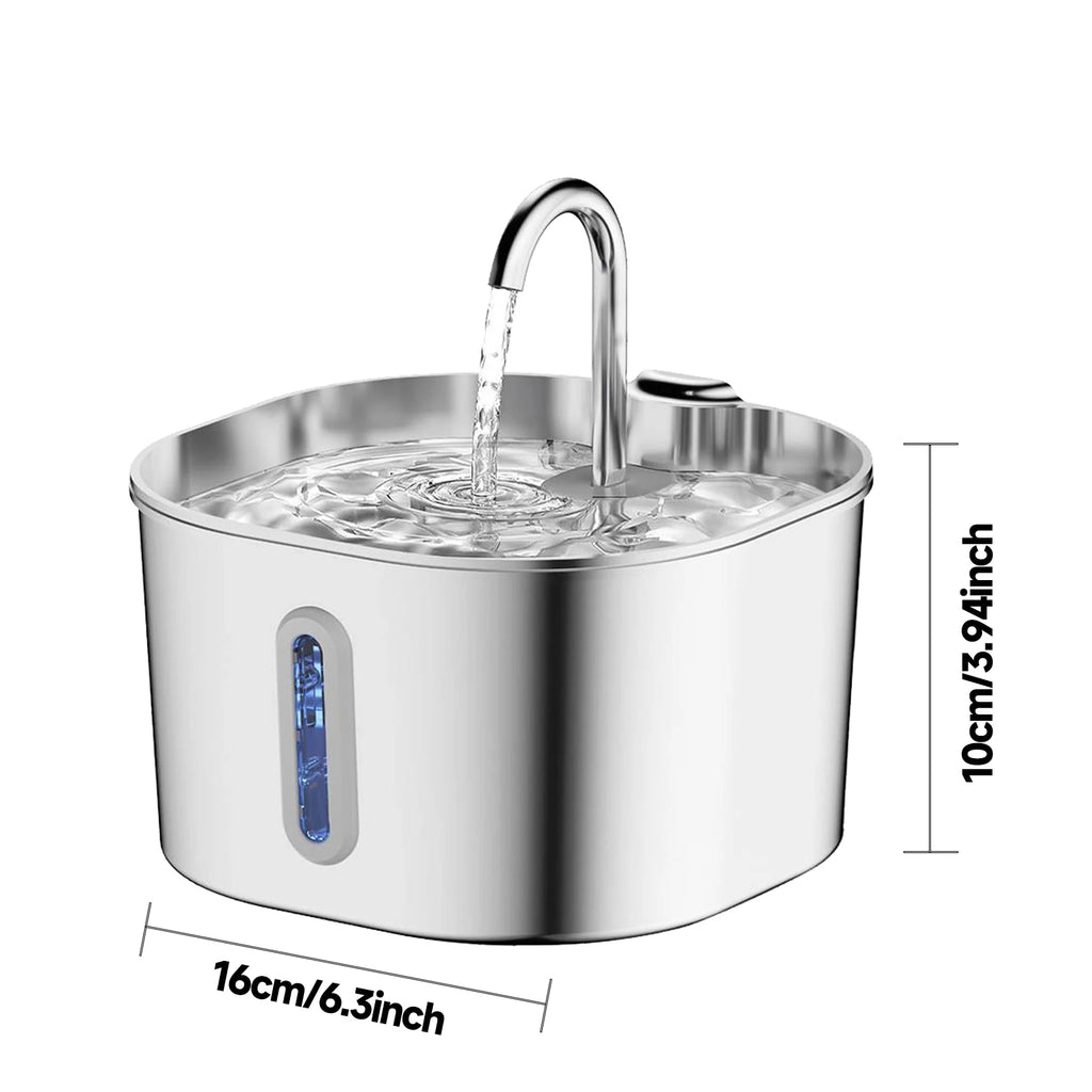 2.2L Stainless Steel Pet Water Fountain, Ultra-Quiet Design, Replaceable Filter, Suitable for Dogs & Cats, Easy to Clean` HIP