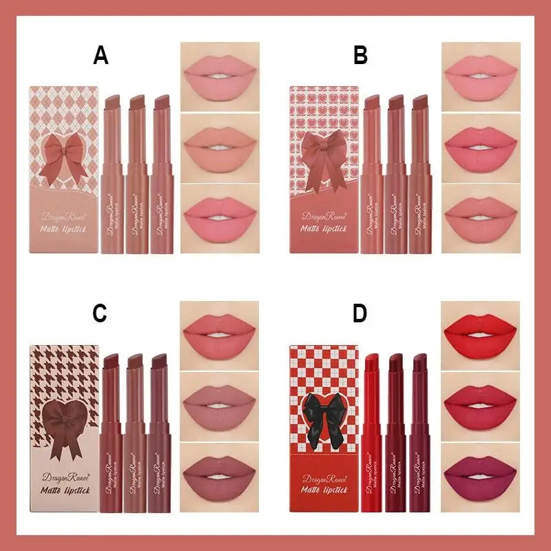 Dragon Ranee Matte Nude Lipstick Pencil Set – 3-Piece Matte Lipstick Set HIP