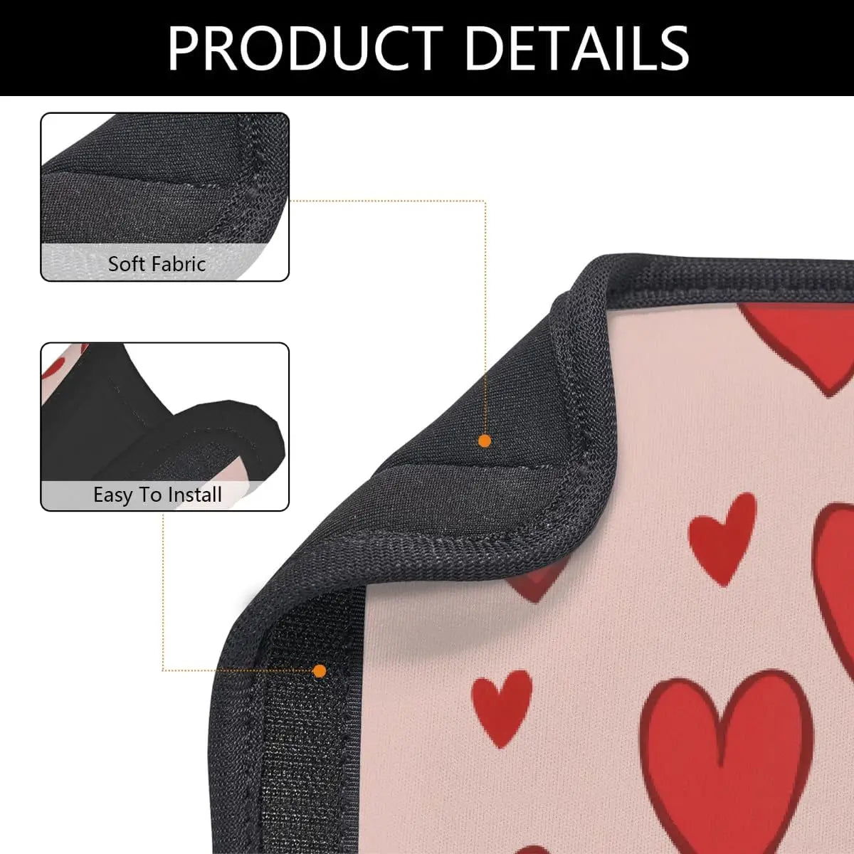 Red Heart Seat Belt Covers – Soft Neoprene Pads, 2-Pack Seat Belt Cover HIP