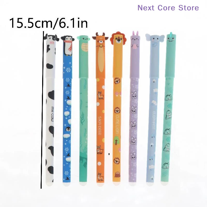 8-Pack Colorful Erasable Gel Pens – Animal Design 0.5mm Erasable Gel Pen Set HIP