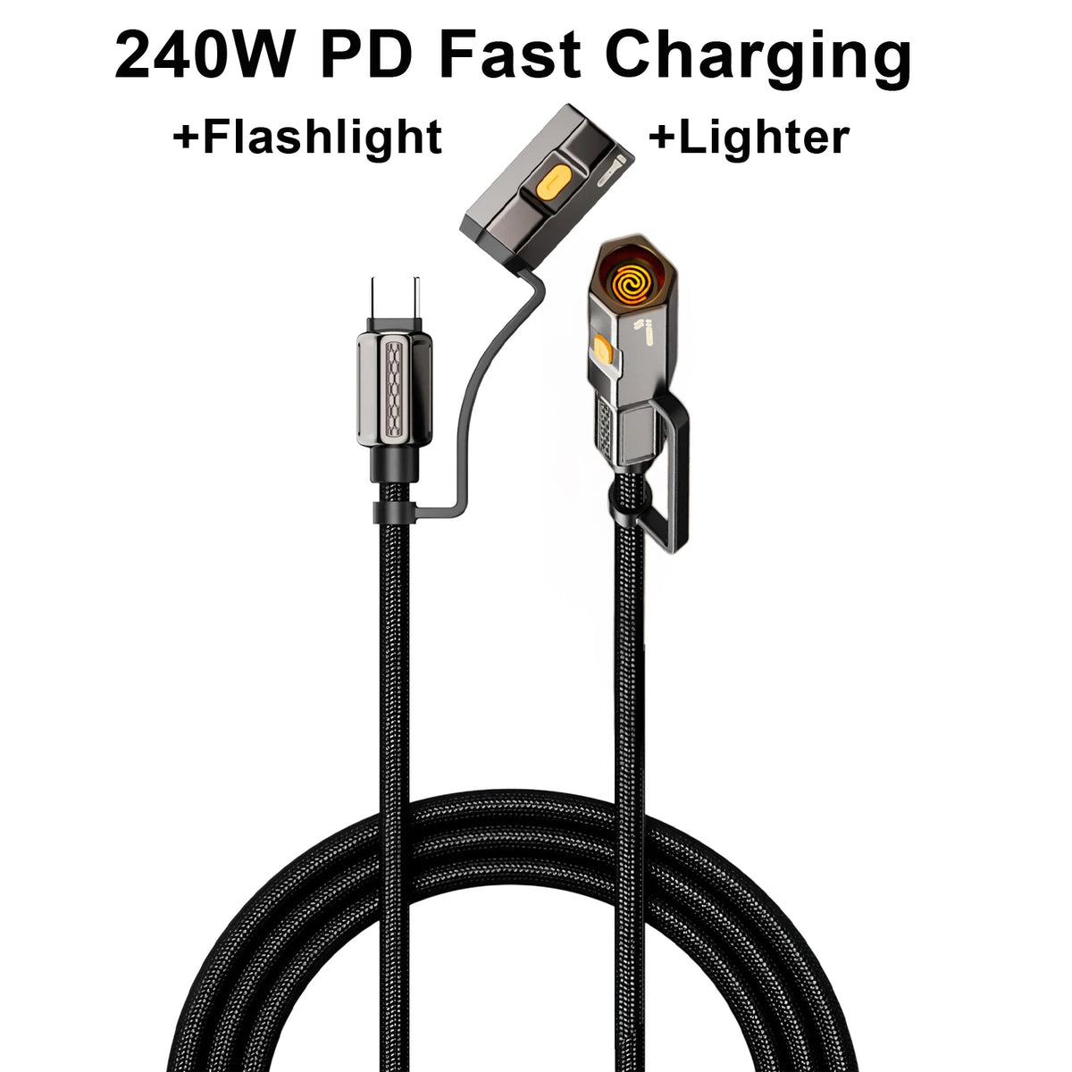 BESY USB-C Fast Charging Cable with Lighter & LED Flashlight USB-C Charging Cable HIP