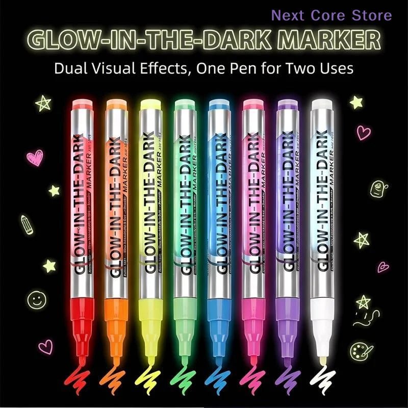 8-Color Glow-in-the-Dark Fluorescent Marker Set | DIY Crafts Craft Marker Set HIP