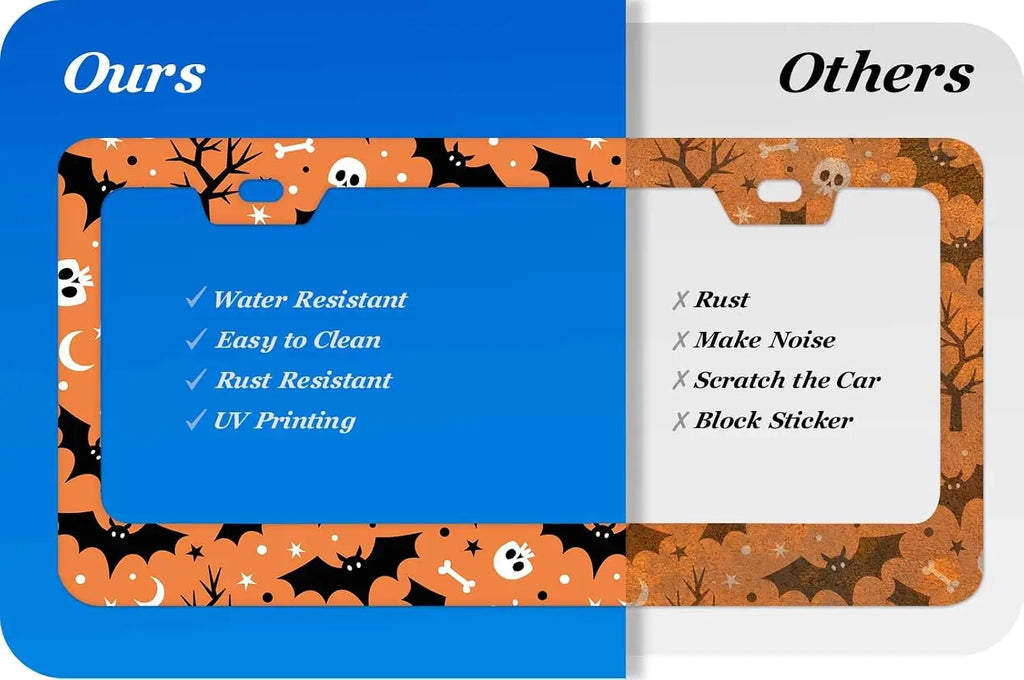 Halloween Bat & Skull License Plate Frames – Set of 2 License Plate Frame Set HIP