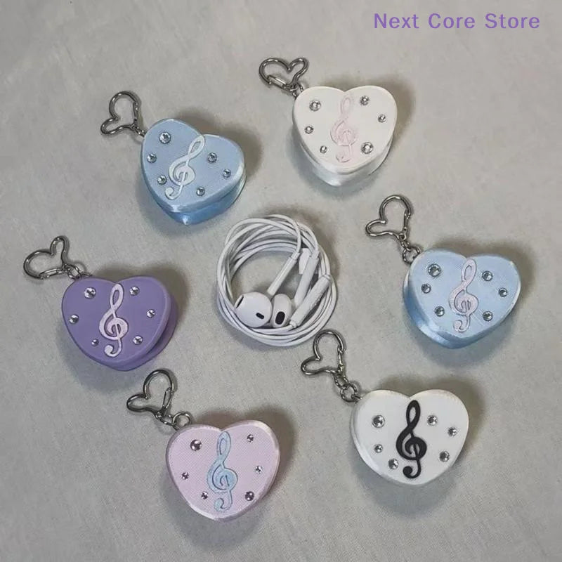 Y2K Heart Earphone Storage Bag & Keychain – Musical Note Earphone Storage Bag HIP