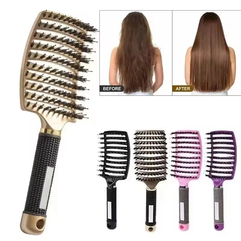 Boar Bristle Hair Brush – Detangle, Scalp Massage & Style Boar Bristle Hair Brush HIP