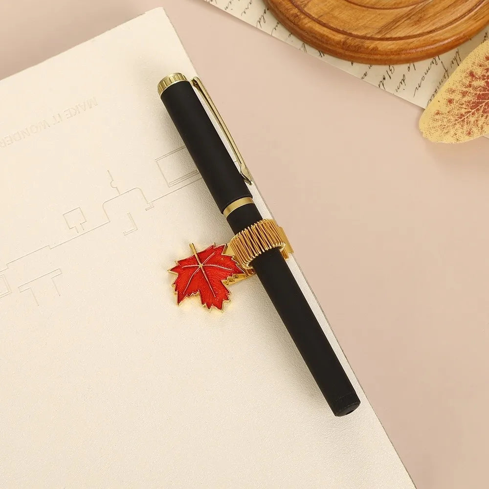 Maple Leaf Metal Pen Loop Holder Bookmark for Notebooks Pen Clip Bookmark HIP