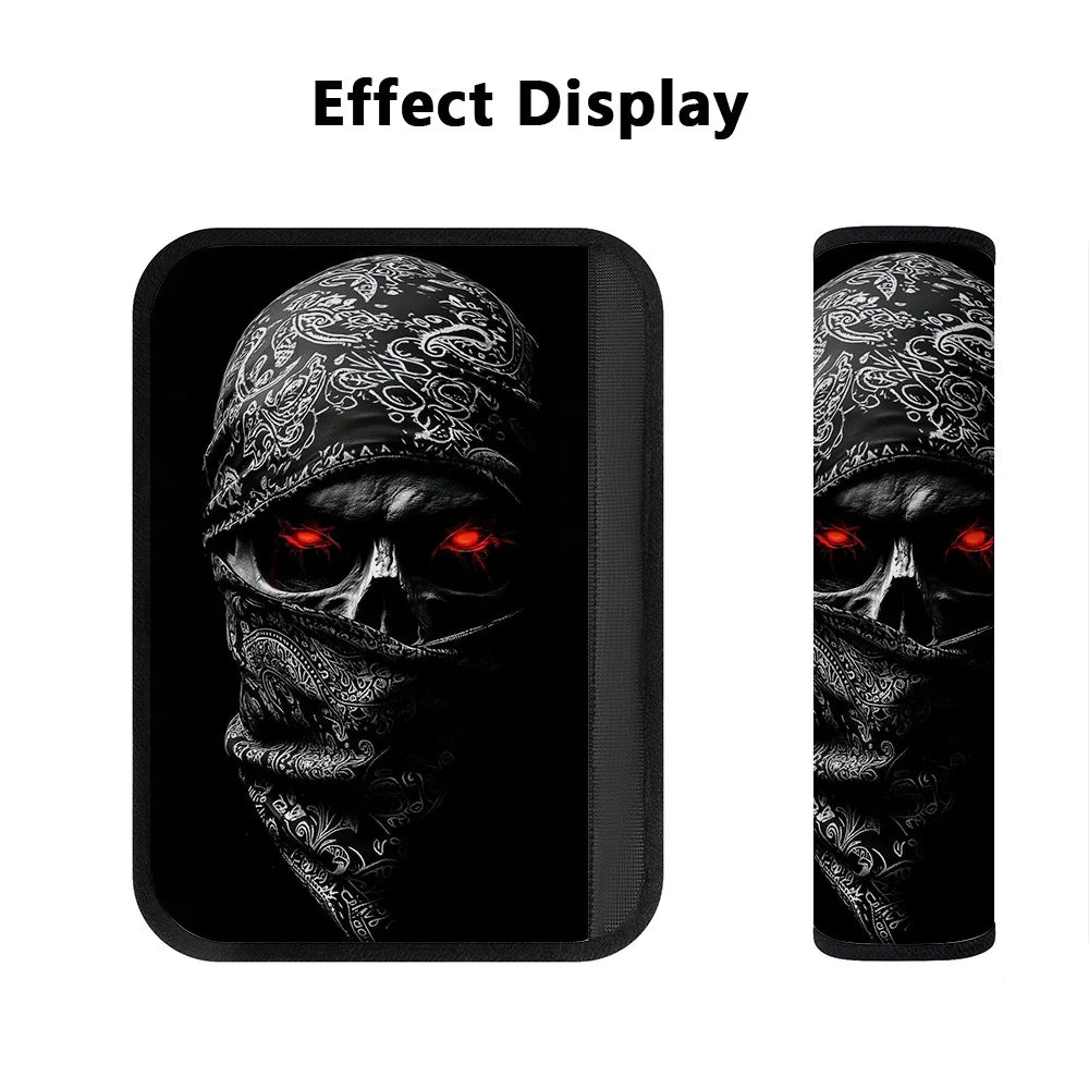 2-Pack Skull Bandana Car Seat Belt Covers – Shoulder Strap Pads Seat Belt Cover HIP black Other
