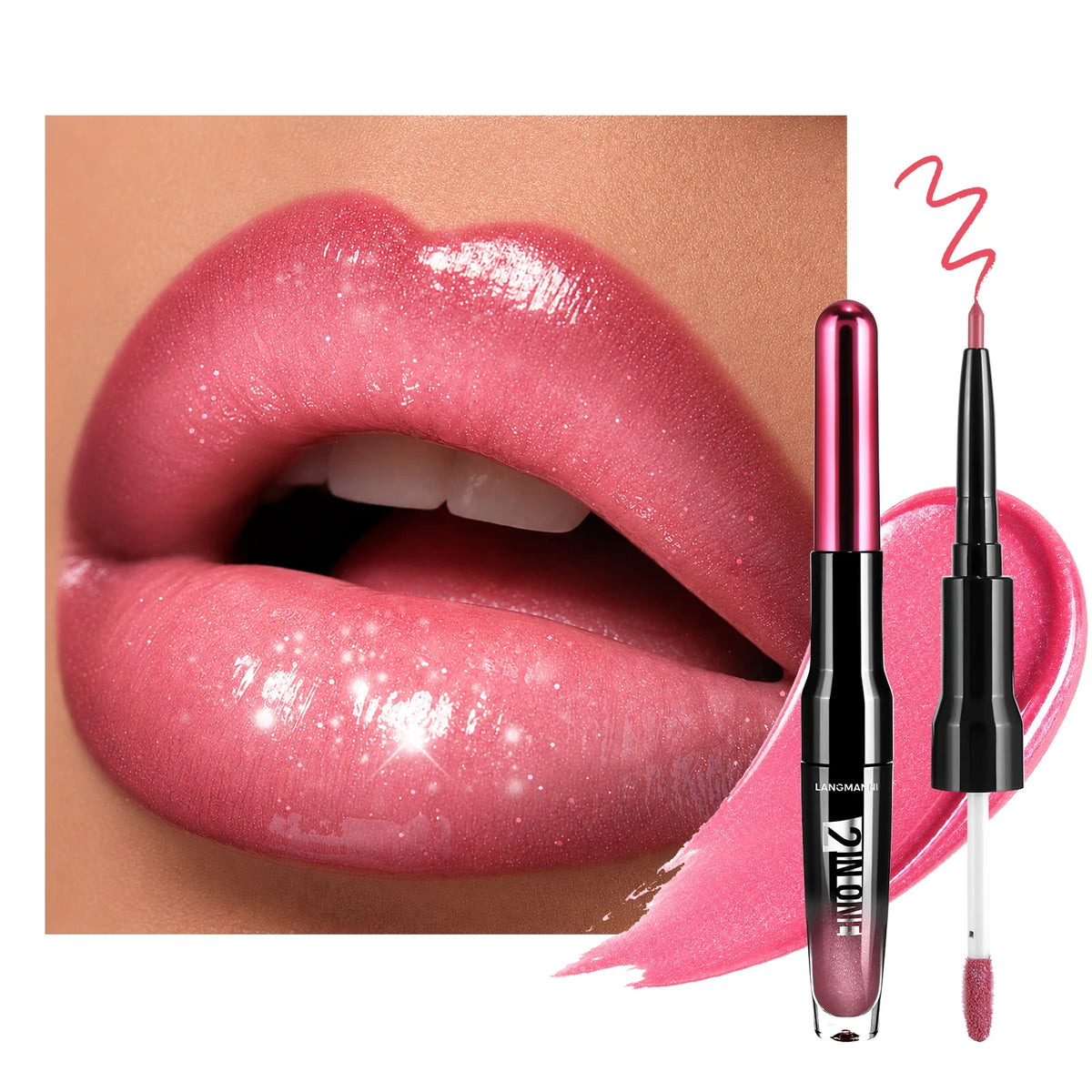 Dual End Wine Bottle Lip Makeup Matte Lip Liner Pen Mirror Glossy Lipgloss Long Lasting Moisturizing Shiny Lip Contour Cosmetic HIP 11