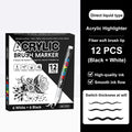 12-Pc Black & White Acrylic Paint Markers – Waterproof DIY Acrylic Paint Markers HIP 6 White 6 Black