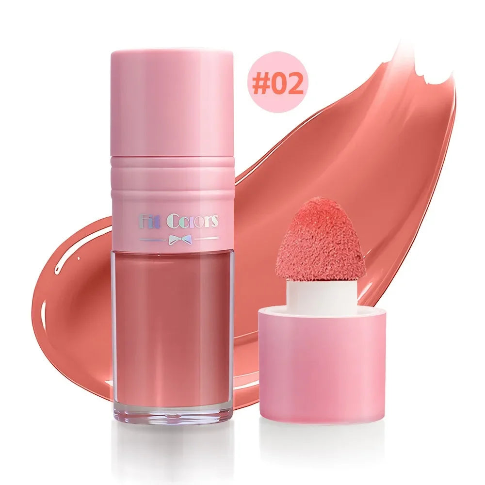 14 Colors Matte Liquid Blush Contour Highlighter Waterproof Long Lasting Sponge Brush Head High Pigment Blusher Brighten Bronzer HIP 02 Blush