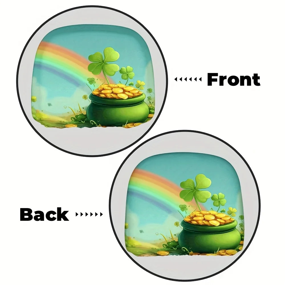 2-Pack Lucky Clover Rainbow Car Headrest Covers | Seat Protectors Car Headrest Covers HIP