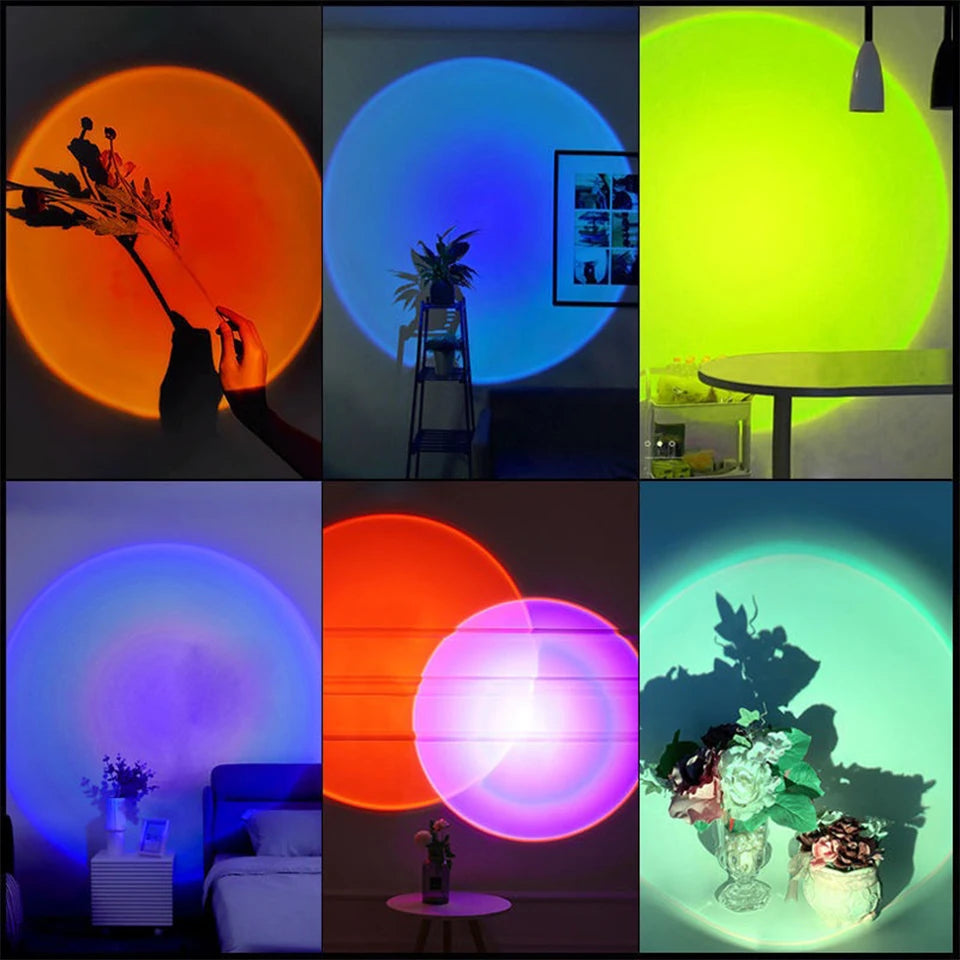 USB Sunset Lamp LED Night Light Projector Rainbow Photography Wall Atmosphere Lights Bedroom Decoration Home Room Decor Gifts HIP