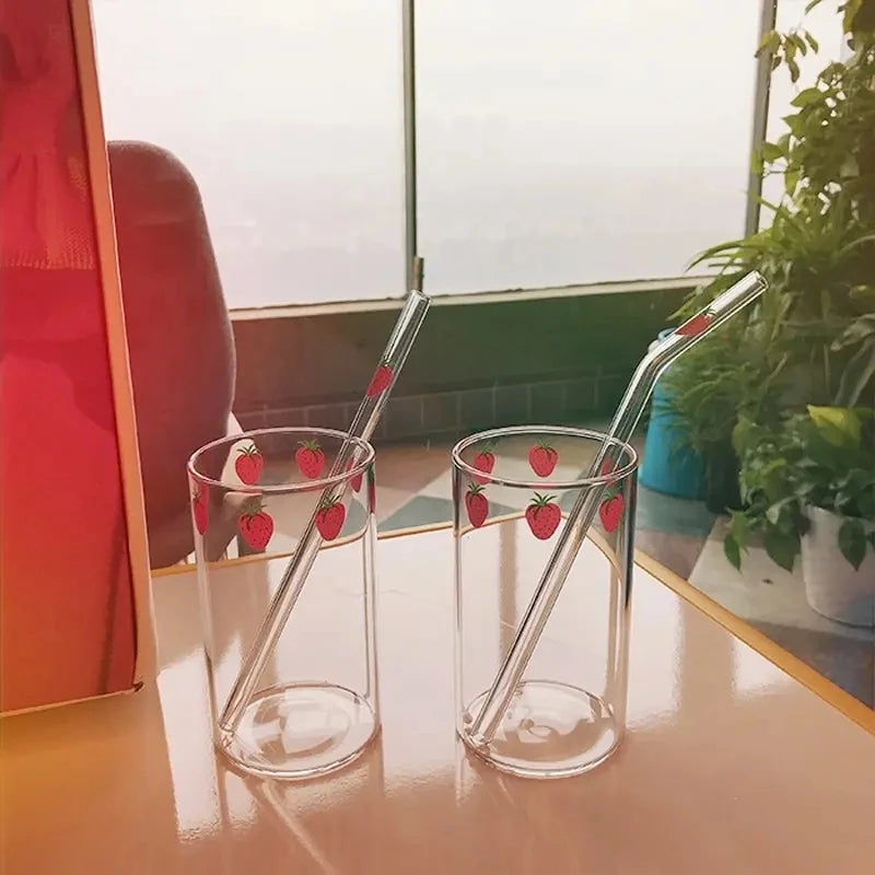 300ml Strawberry Glass Cup – Heat & Cold Resistant Drinkware Glass Drinkware Cup HIP
