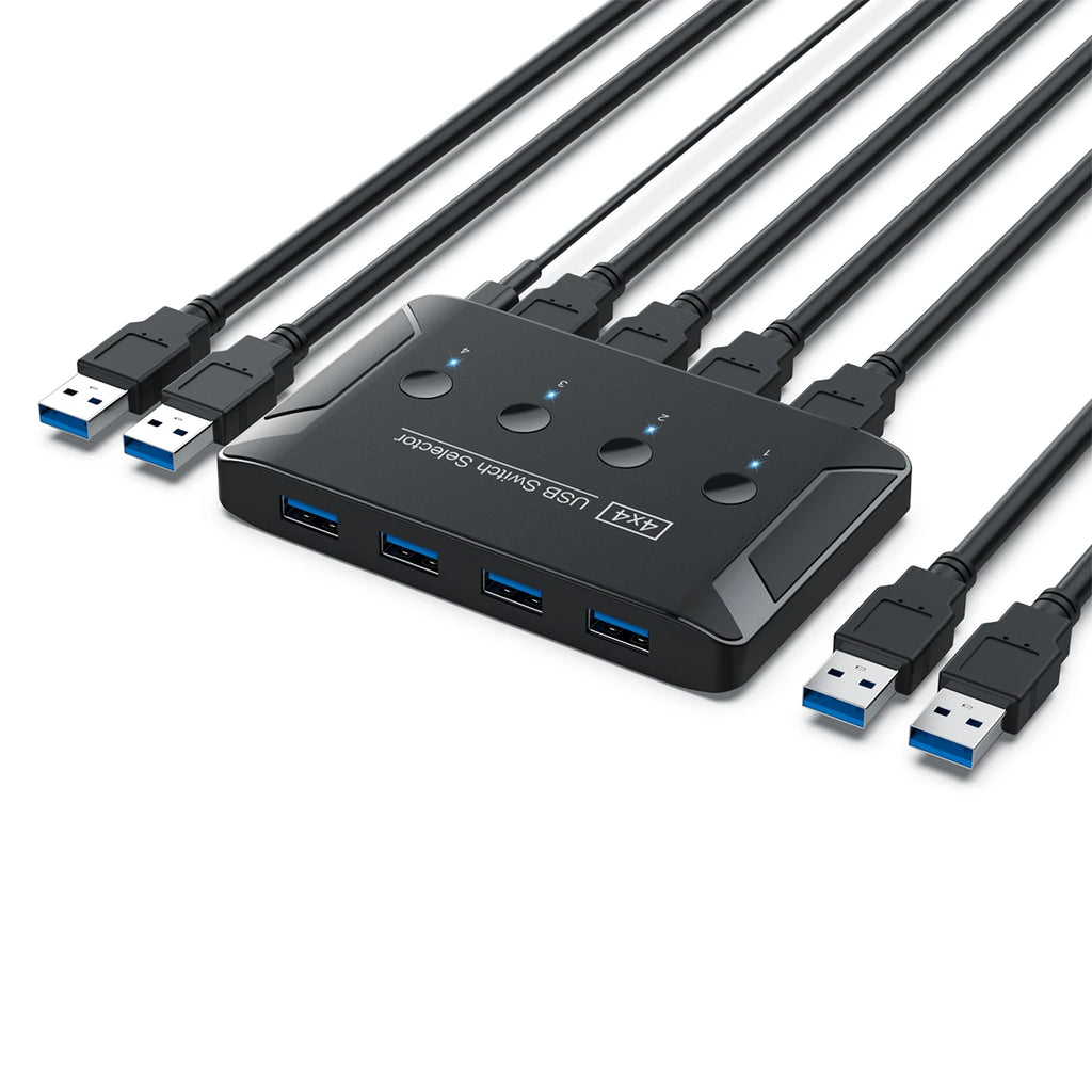OULLX KVM Switch 4×4 USB 3.0/2.0 – 4 Port 4 Device Hub KVM USB Switch HIP