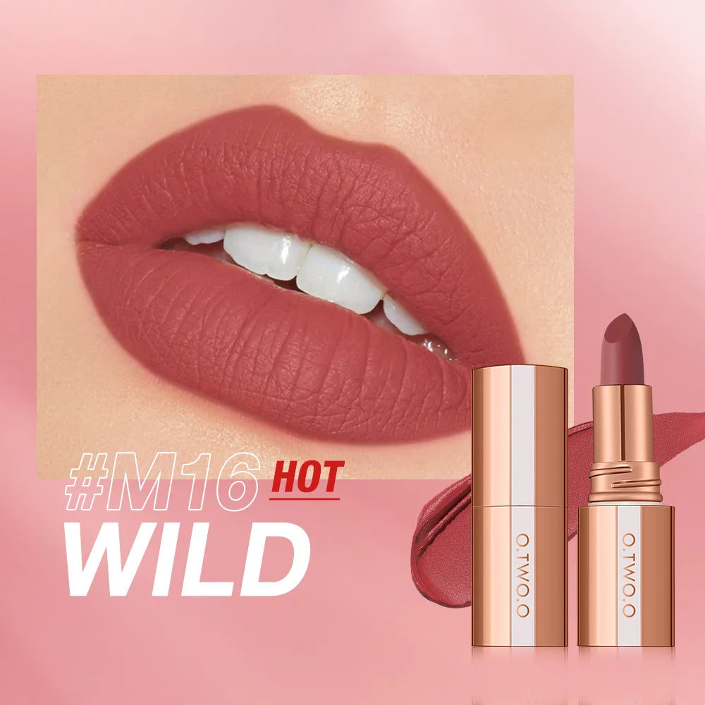 O.TWO.O Matte Lipstick Lip Tint 8 Colors Waterproof Long Lasting Non-stick Cup Sexy Highly Pigmented Velvet Lip Sticks Lip Stain HIP M16 China Mainland Full Size