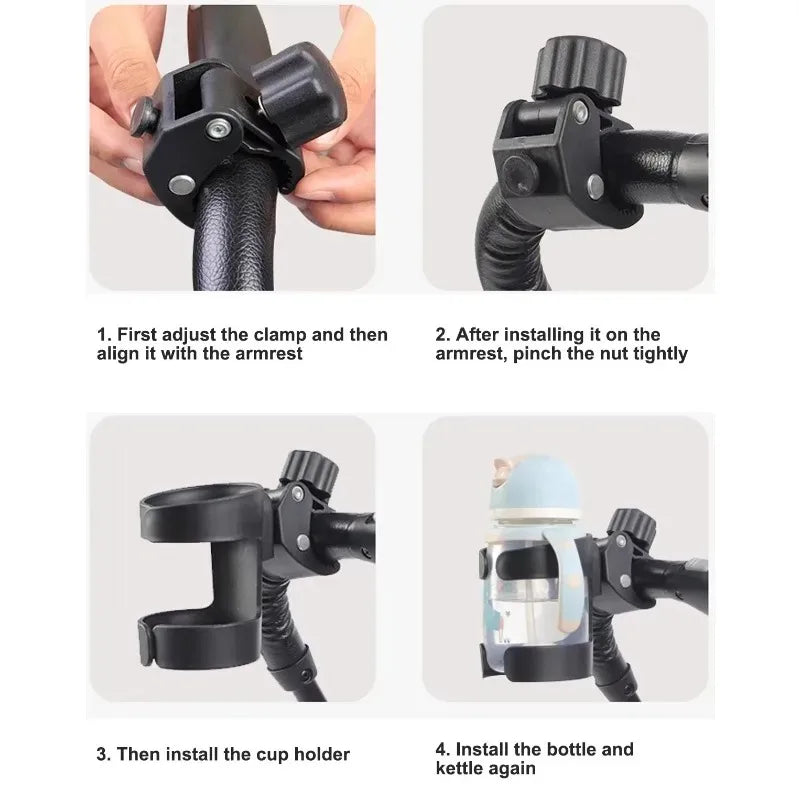 2-in-1 Baby Stroller Cup & Phone Holder – Universal Fit Stroller Cup Holder HIP