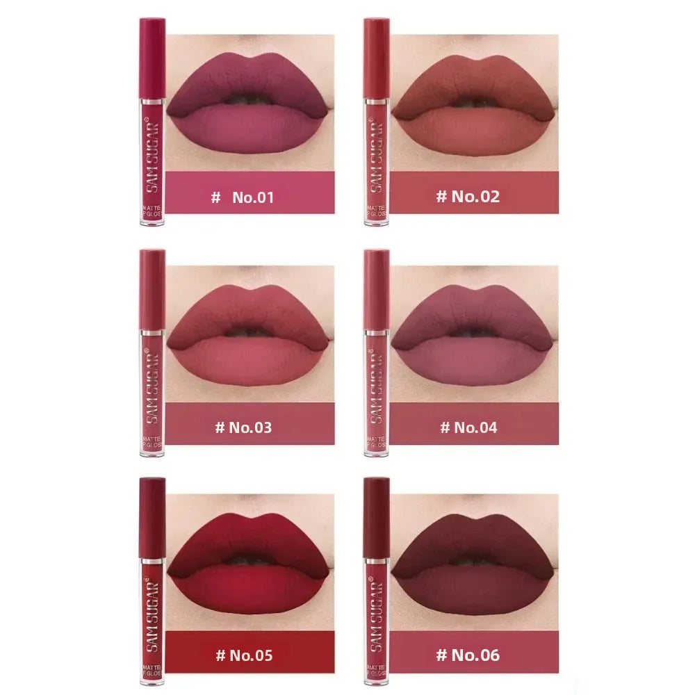 SAM SUGAR Velvet Matte Liquid Lipstick Set – 6 Shades Liquid Lipstick Set HIP