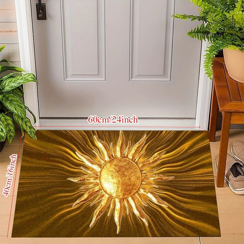 Sun God Lion Head Doormat – Non-Slip Celestial Entry Rug Decorative Doormat HIP 3 50x80cm-Felt
