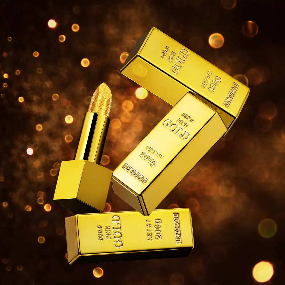 Glitter Sexy Lipstick Shimmer Gold Lipstick Long Lasting Waterproof Cosmetic Gold Brick Tube Valentine's Day Gift For Woman HIP