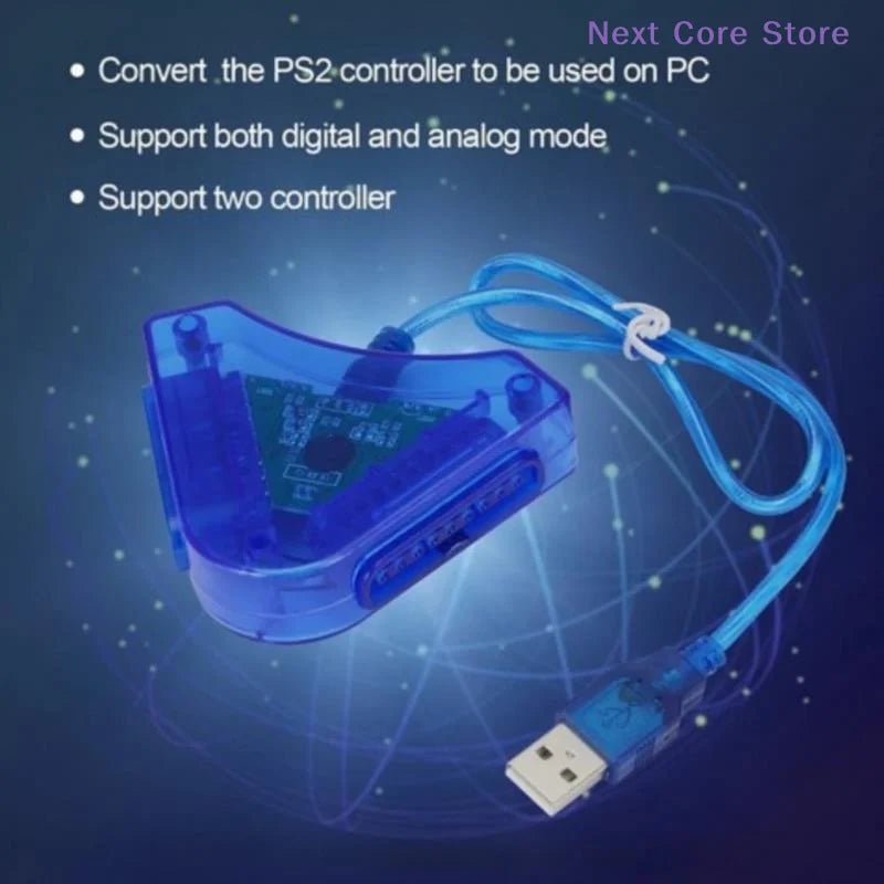 USB Dual Player PS2 to PC Controller Converter Adapter Game Controller Adapter HIP