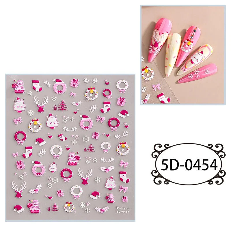 5D Embossed Nail Art Stickers Waterproof Halloween Christmas Handset Decals DIY Manicure Graffiti Decoration Nails Art Ornament HIP 54