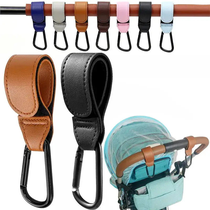 360° Rotatable Stroller Hook – PU Leather Pram Organizer Stroller Hook HIP
