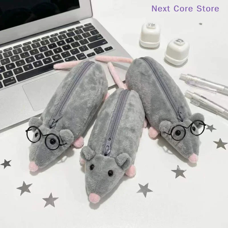 Cute Mouse Plush Pencil Case – Student Stationery Organizer Plush Pencil Case HIP